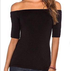 Stretchy off shoulder mid sleeve top NWT